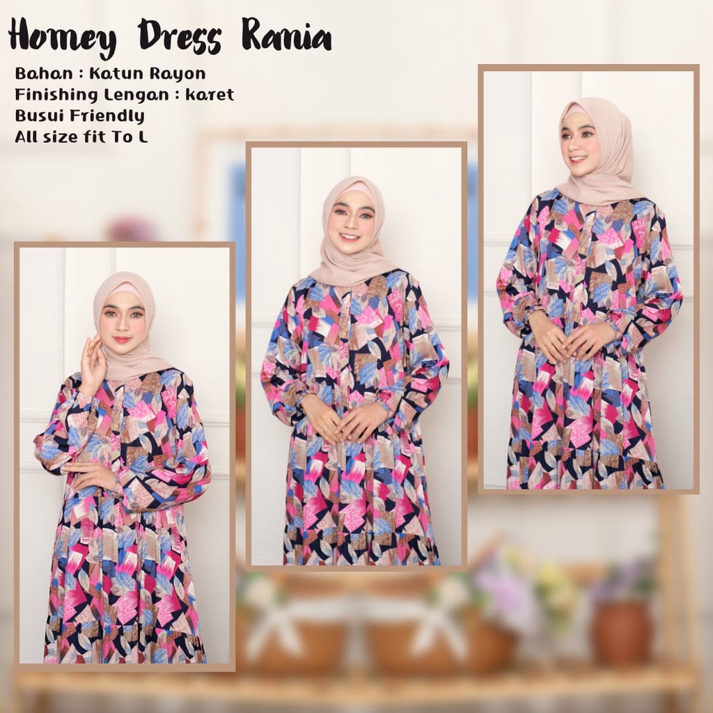 Homey Dress Motif Gamis Dewasa Jumbo Termurah Bahan Katun Rayon Premium Nyaman Dipakai | Bisa Cod