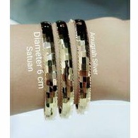 (COD)Gelang tangan Bangkok remaja &amp; dewasa warna Rose gold diameter 6 cm model ukir kilau perak asli 925/Silver 925 lapisan emas kuning murni!!!