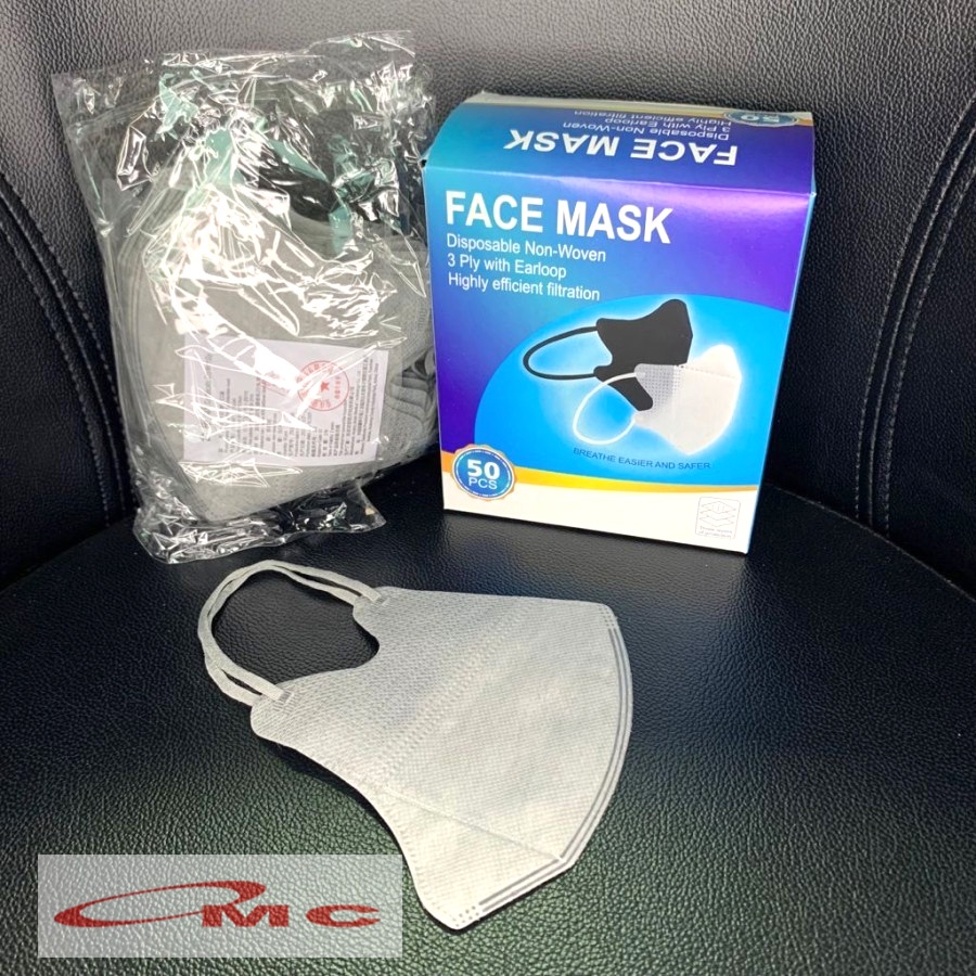 Masker Duckbill Earloop Face Mask 3Ply 1Box Isi 50 Pcs DB-Putih