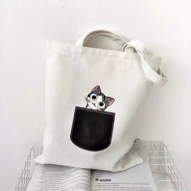 ( READY ) TAS - TOTEBAG WANITA KUCING