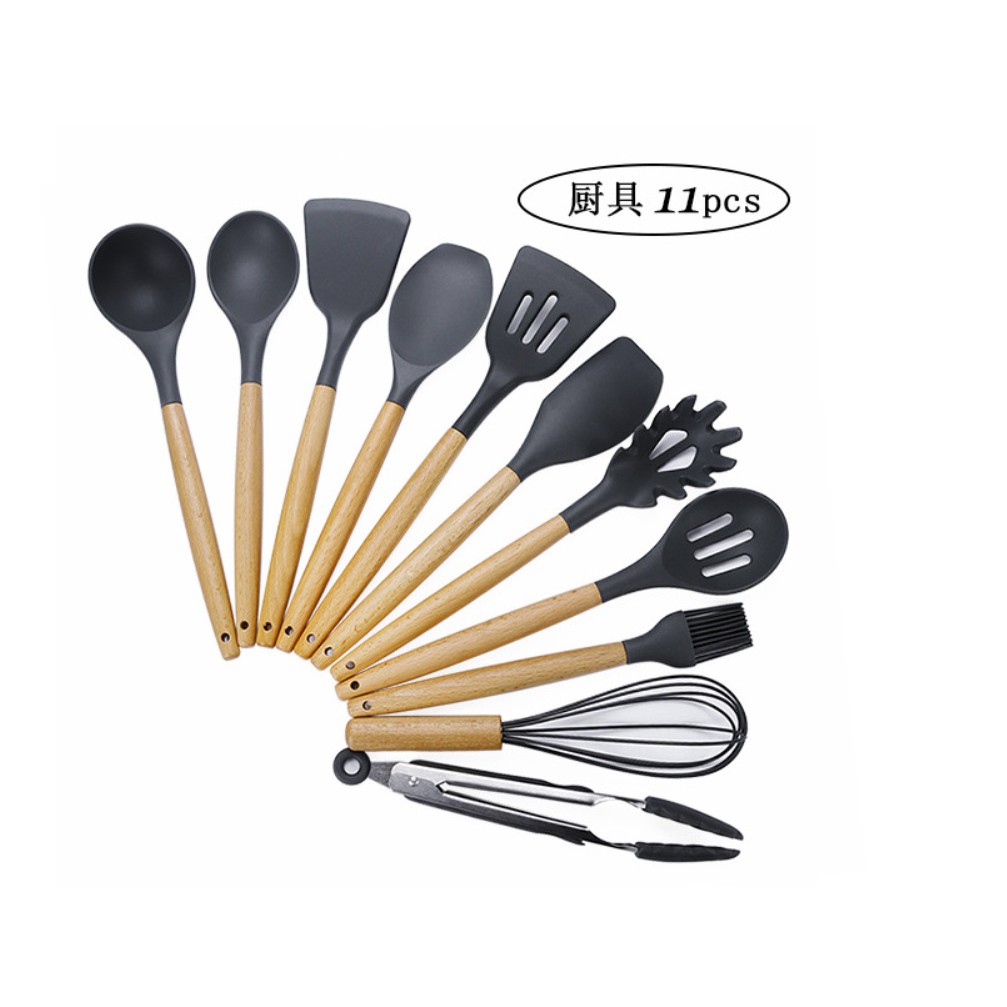 SUTIL SILICONE/ SUTIL KAYU / SPATULA / SODET ALAT MASAK 11 Pcs MODERN