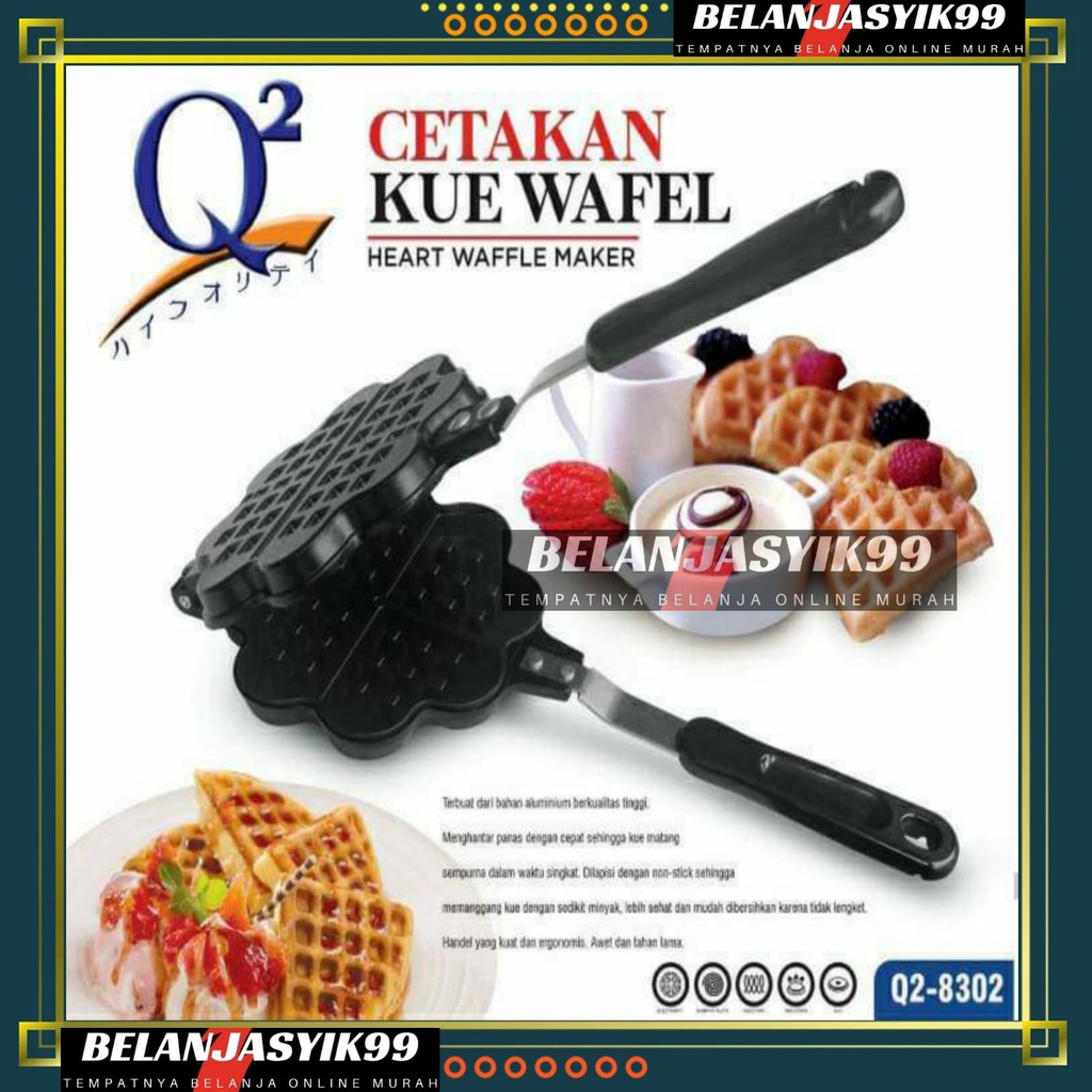 CETAKAN KUE WAFFLE MAKER  BUNGA / CETAKAN KUE WAFFLE BUNGA Q2-8302 / CETAKAN CROFFLE WAFFLE MAKER BUNGA/ CETAKAN HEART WAFFLE MAKER Q2-8302