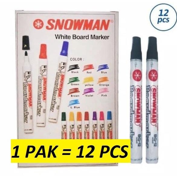 

Office & Stationery | Alat Tulis | (12Pc) Spidol Whiteboard Snowman Bg 12 / Sepidol Papan Tulis Abg 12 | Best Seller