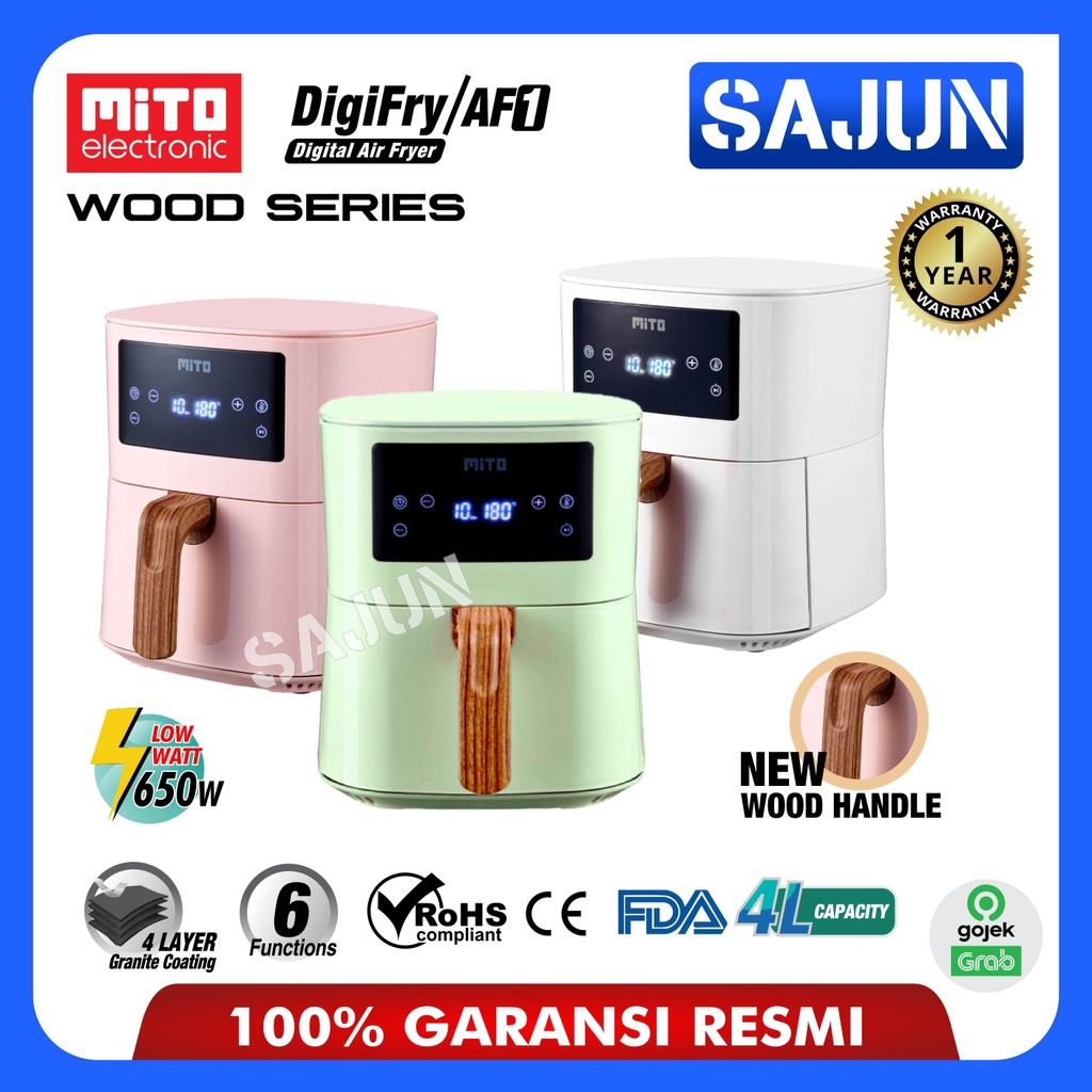 NEW !! Air Fryer Mito AF1 Deep Fryer Digital 4 Lt DigiFry AF-1 dengan Wood Handle