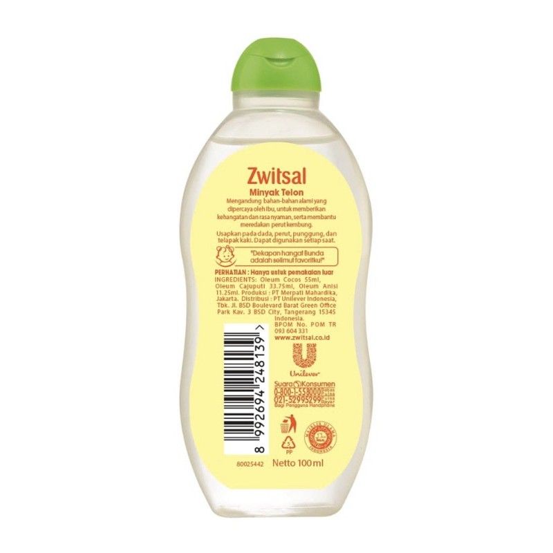 Zwitsal Baby Minyak Telon Natural 100ml