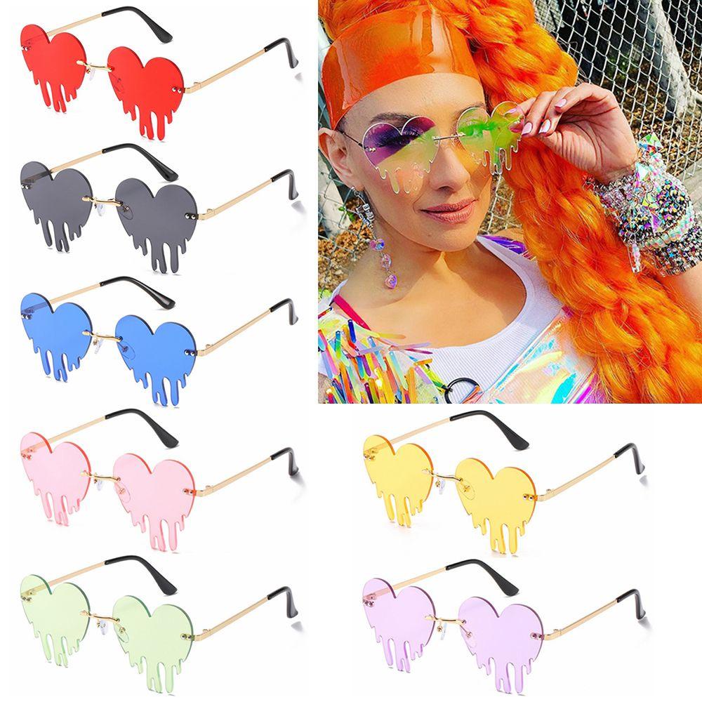 Lily Heart Rimless Sunglasses Halloween Pesta Liburan Lucu Eyewear UV400