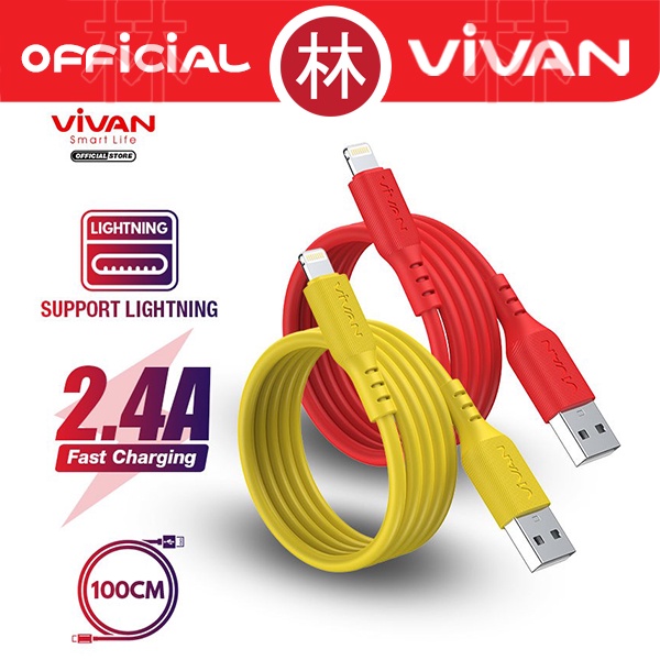 Vivan VSL100 Kabel Data Cable Lightning iPhone 2.4A Quick Charge