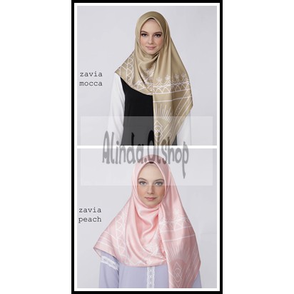 Kerudung hijab segi empat Zoya motif satin scarf - Zavia