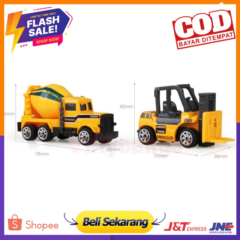 Mainan Anak Mobil-Mobilan Truck Konstruksi Diecast isi 6PCS / Mainan Mobil Truck- CP1073