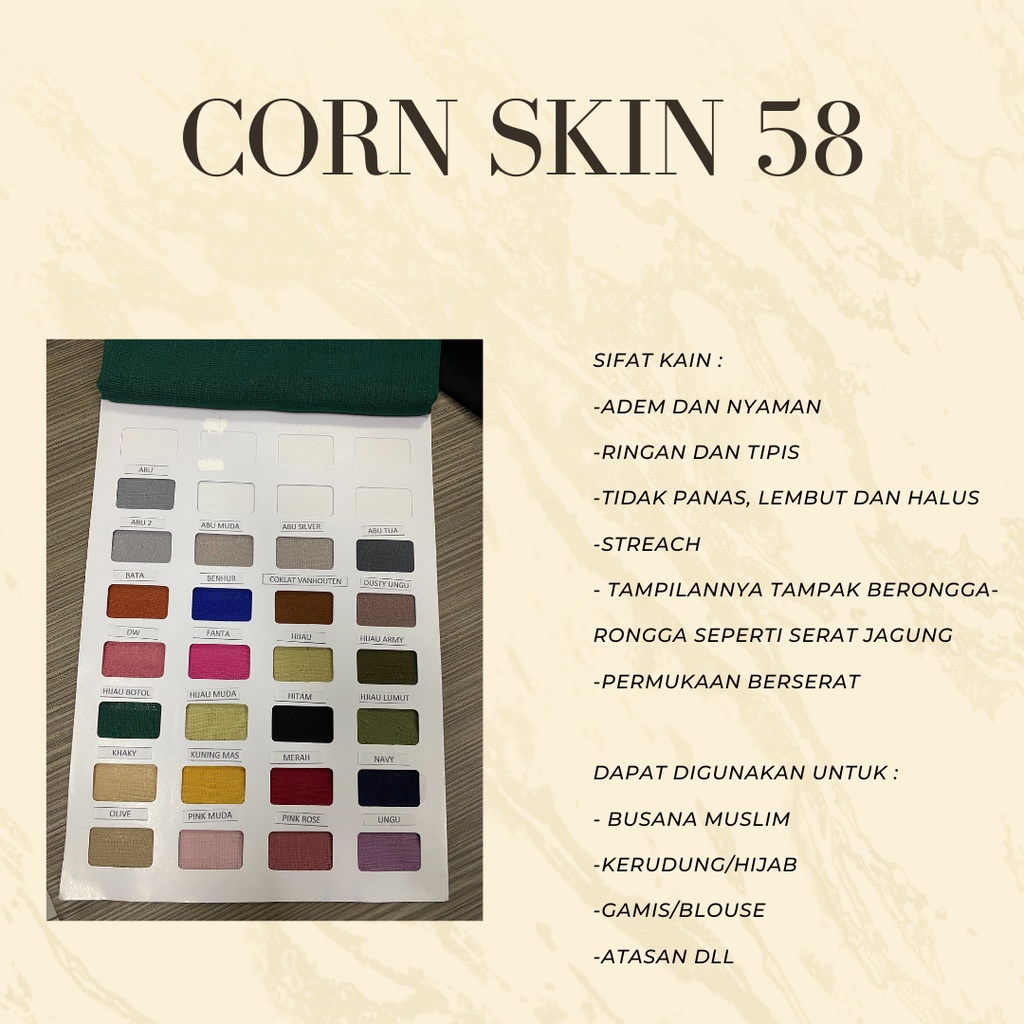 Jual bahan/kain corn skin 58 | Shopee Indonesia