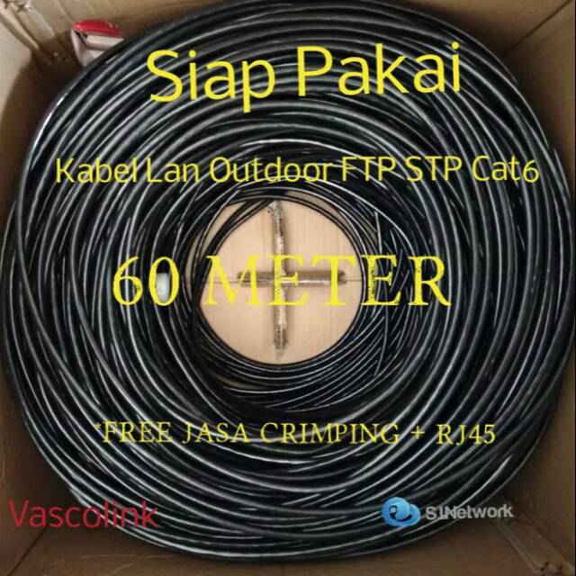 60 Meter Vascolink Kabel LAN FTP/STP  OUTDOOR CAT6 HIGH SPEED 100/1000 Mbps