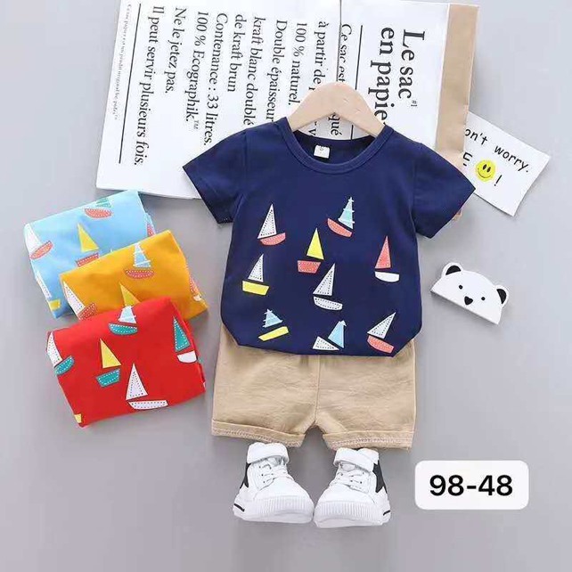 MOBASA OFFICIAL Setelan Anak Laki Laki Dengan Bahan Katun Dan Gambar Kartun baju baby boy [ ship ]