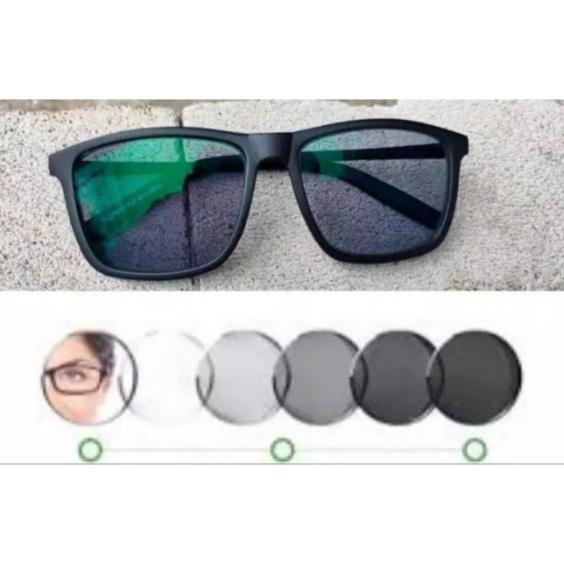 Frame kacamata kotak size besar lensa antiradiasi photocromic
