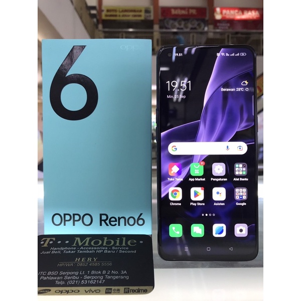 OPPO RENO6 4G RAM 8GB 128GB - NFC - BLACK - SECOND MULUS - FULLSET ORI