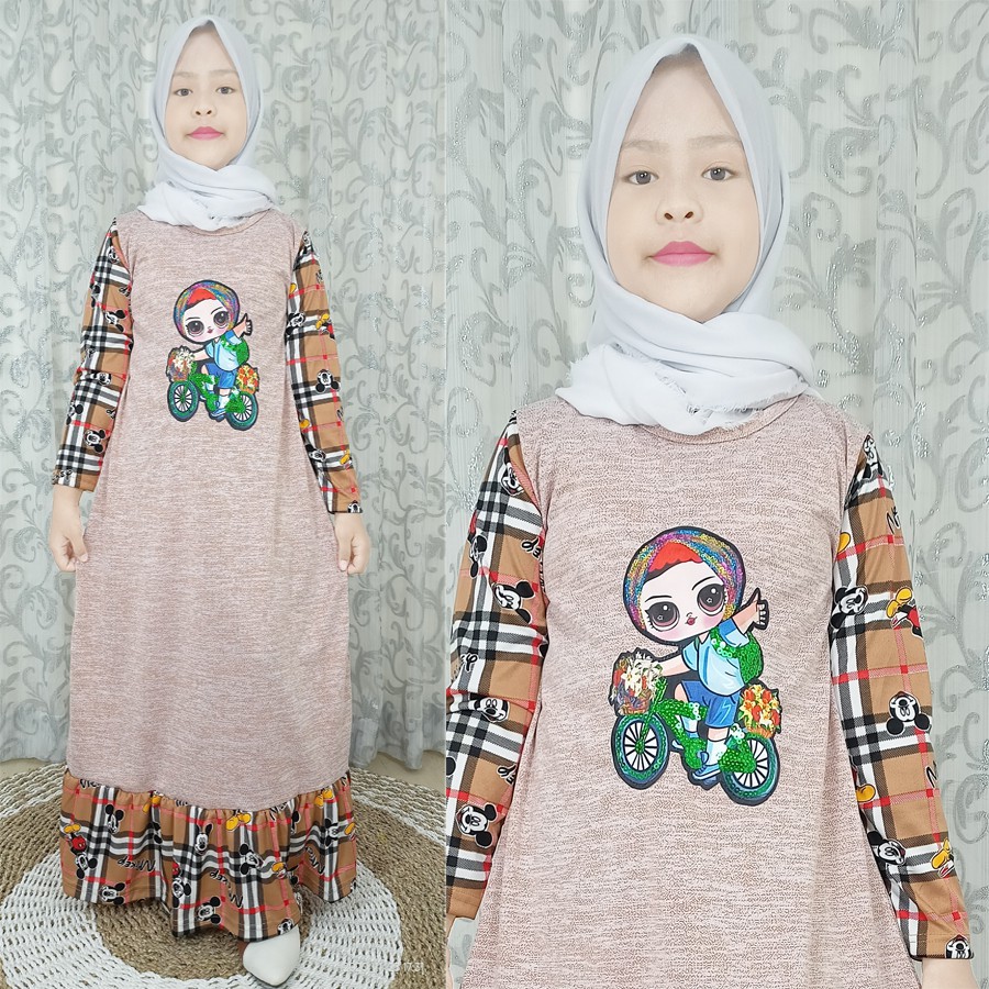 GAMIS ANAK KOMBINASI KOTAK BUEBERRY MIKY DRESS Usia 4-12Tahun CARLINA