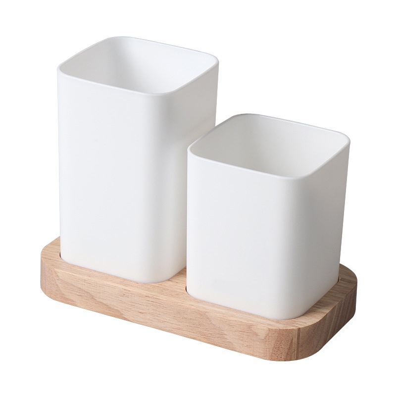 Tempat Rak Sendok Garpu Sumpit Desain Aestetik Modern Minimalis dengan Wadah Tatakan Desain Kayu Estetik Warna Putih