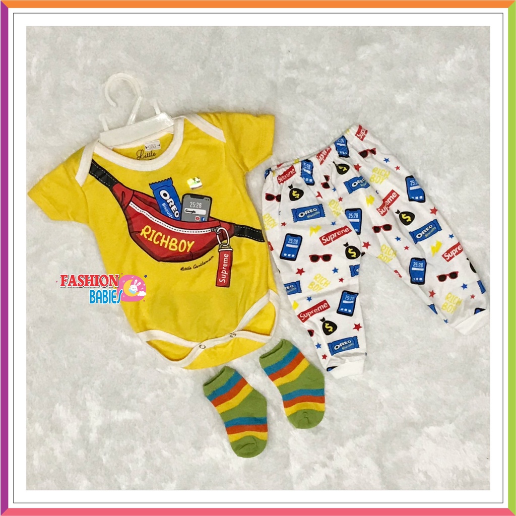 ❤ Fashionbabies ❤ SET JUMPER LEGGING KAOSKAKI 3IN1/ BABY GIFTSET / LITTLE GENTLEMEN
