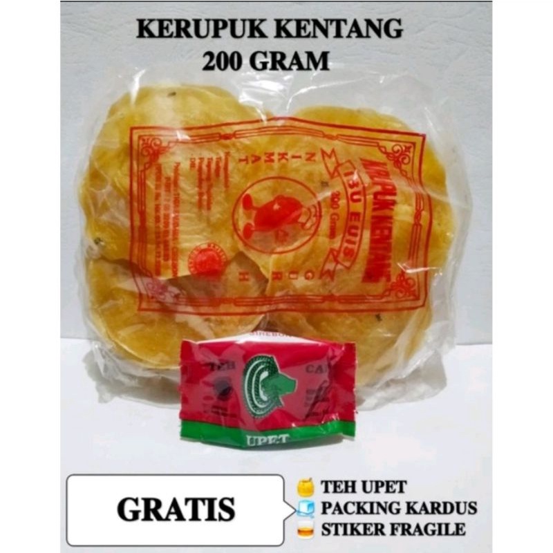 

KERUPUK KENTANG LEBAR MENTAH 200 GR GRATIS TEH/ TERASI / CANDY
