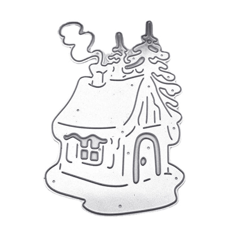 Cetakan Stensil Cutting Dies Motif Rumah Natal Bahan Metal Untuk Scrapbook / Craft DIY