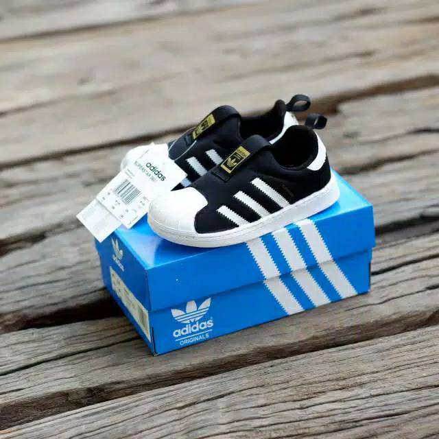 SEPATU ANAK ADIDAS SUPERSTAR 360 BLACK WHITE (100%ORIGINAL BNIB )