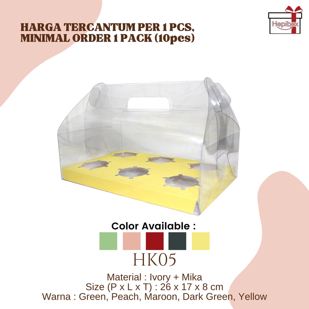 

GABLE BOX MIKA 6 Lubang / Cup Cake / Kotak Makanan Mika / Kotak Mika 6 Lubang | HK05