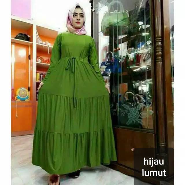 Gamis jersey susun canda serut(tali aktiv sampai belakang )