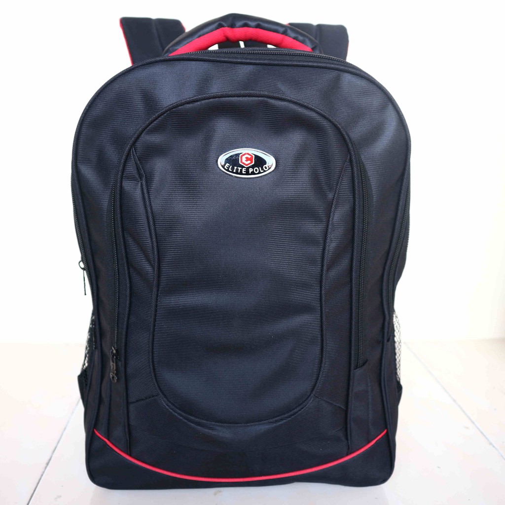 Tas Ransel Laptop Elite Polo Original Mikro Hitam Bagus Keren Murah Anak Sekolah SD SMP SMA Kuliah