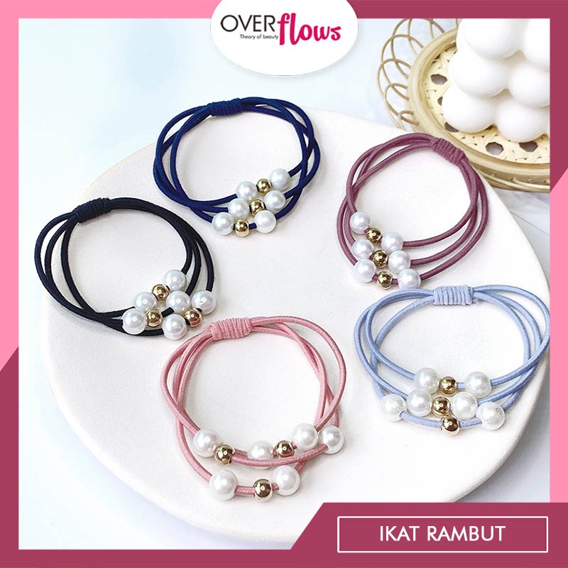 OVERFLOWS.ID Acrylic Bead Hairtie Ikat Tali Rambut Mutiara Ala Korea Jepit Rambut Lucu