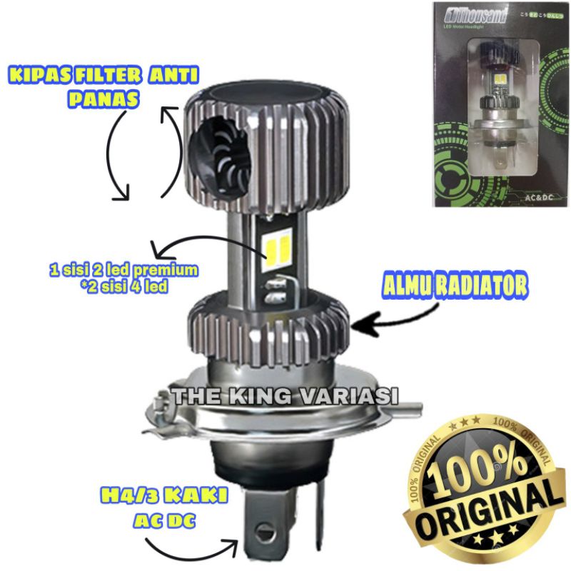 LAMPU LED H4/LAMPU LED PREMIUM H4 KIPAS PENDINGIN/LAMPU DEPAN H4 PREMIUM LED 2 SISI/LAMPU H6/LED