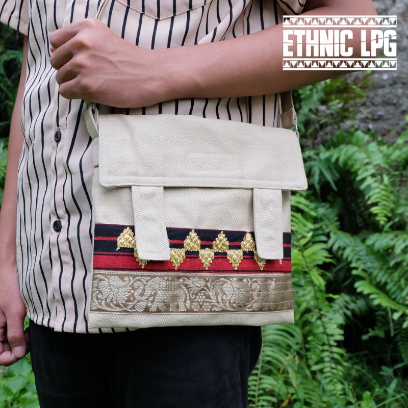 Tas Selempang Tapis | Khaki Twill Ethnic Horz Tipe SB-KTHOP | Slingbag Etnik