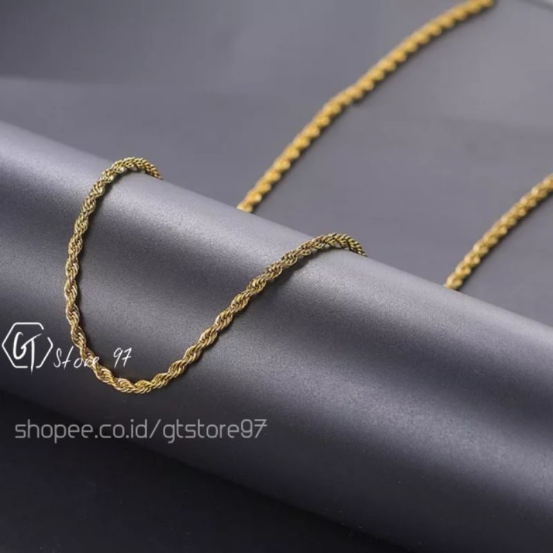 Kalung Titanium Pria Emas Anti Karat Kalung Titanium Rante Gold Titanium Kalung Rantai Cowok Cewek Wanita Cowo Cewe Kalung Stainless Steel Anti Pudar