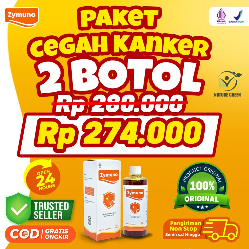 Paket Cegah Kanker 2 Botol Zymuno – Vitamin Herbal Tingkatkan Daya Tahan Tubuh Imun Jaga Kesehatan Tubuh Cegah Flu Demam Batuk Bantu Atasi Masalah Pernafasan Terapi Penyembuhan Kanker