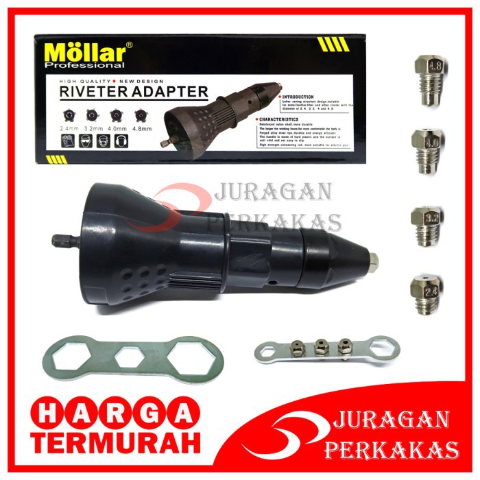 MOLLAR ADAPTOR TANG RIVET MESIN BOR LISTRIK CORDLESS PAKU RIVETER GUN