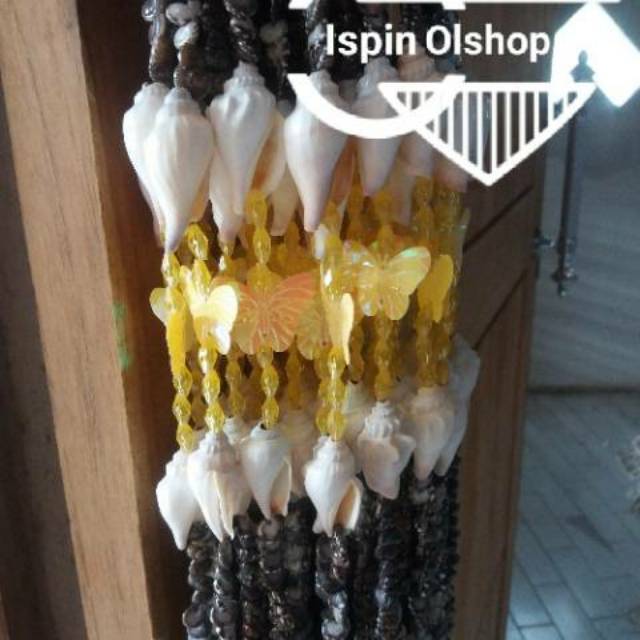 #promo 20helai Tirai kerang kupu-kupu kuning 200 Cm + bonus sovenir cantik