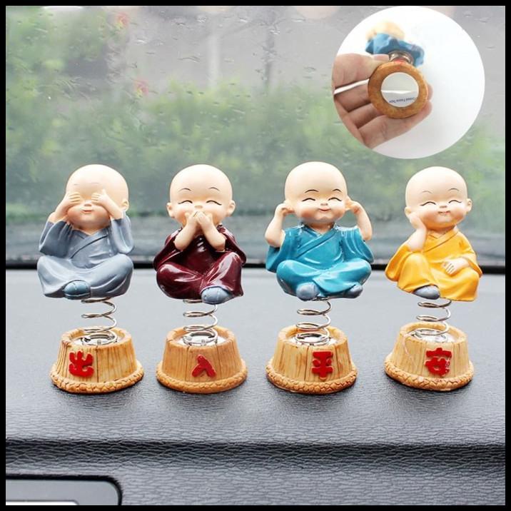 1Set Ornamen Patung Buddha Lucu Utk Dekorasi Dashboard Mobil