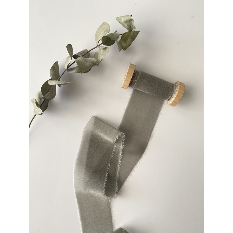 

ribbon in silky grey - wedding ribbon / calligraphy ribbon / vows ribbon / pita buket / styling