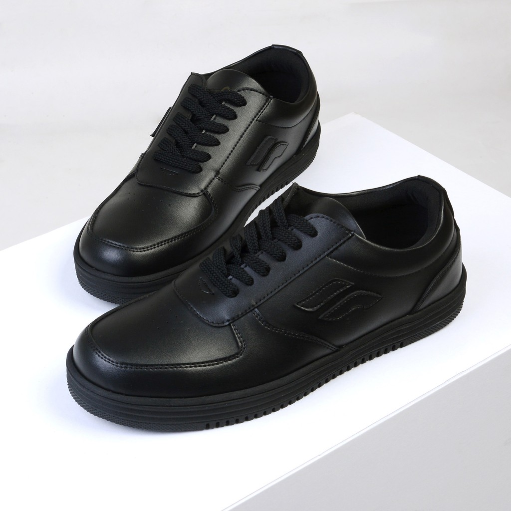 Wave Black | Sepatu Pria Hitam Polos Casual Sneakers Kasual Sport Ori Cowo Basic Lokal | FORIND FSTP