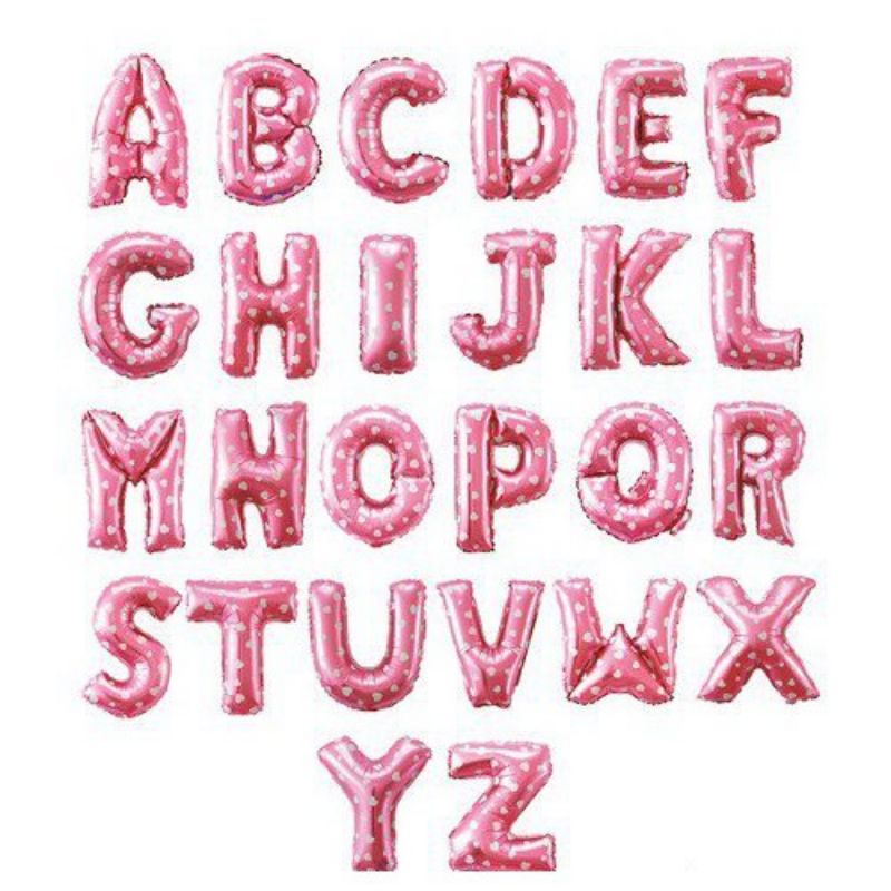 Balon Huruf / angka 40cm warna PINK