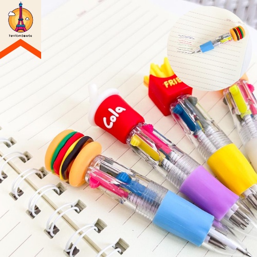

Pulpen 4 Warna Burger Cola Fast Food Pena Pen Ballpoint 4 Warna Burger Kentang Cola Ice Cream Alat Tulis Sekolah