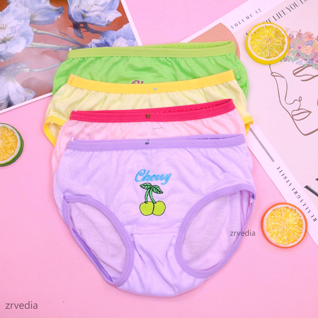 (ISI 3 PC) Celana Dalam 4-5 Tahun / CD Pakaian Dalam Anak Perempuan Underwear Kids Polos Import