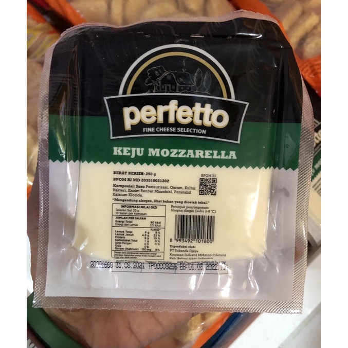 

Keju Mozzarella Perfetto 250gr kemasan asli pabrik