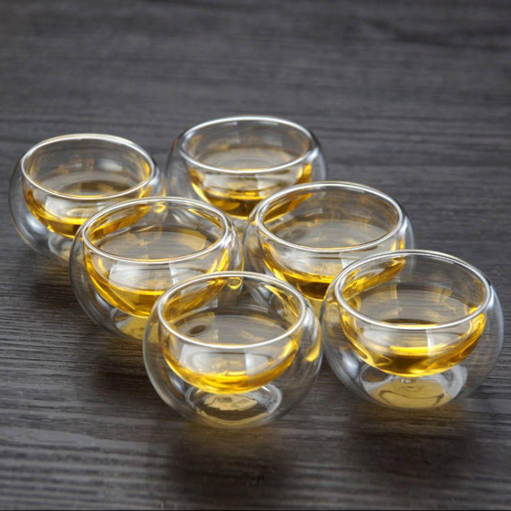 TOP 50ml Gelas Kaca Mini Cangkir Perlengkapan Minum Minum Transparan Tahan Panas Double Wall Beer Whisky Juice Tea Cups