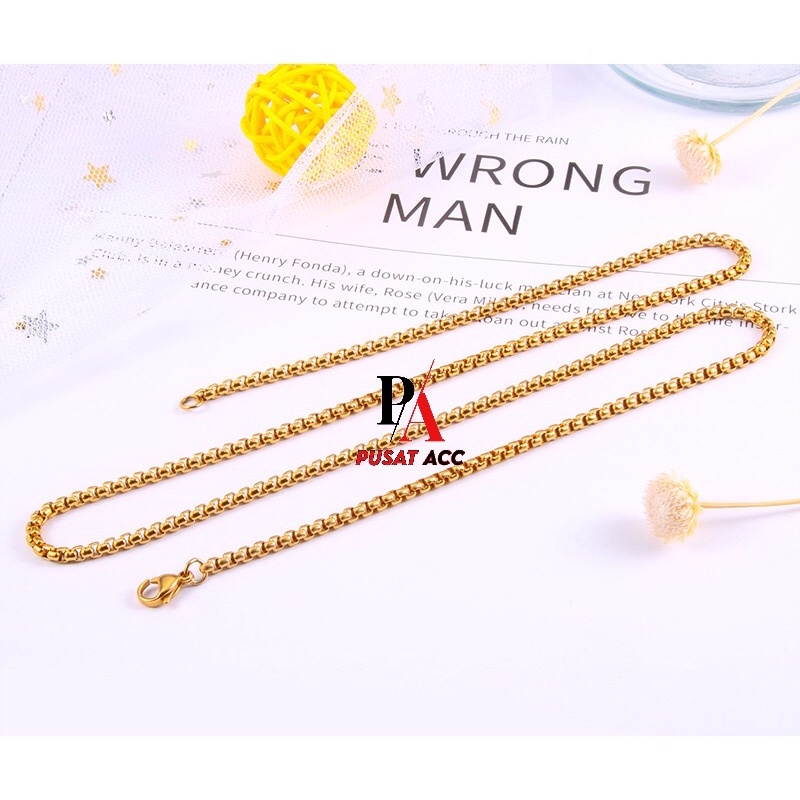 KALUNG TITANIUM ROLO MCI RANTAI IMPORT PREMIUM 316L STAINLESS ANTI KARAT