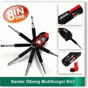 Obeng 8 in 1 Senter Lampu LED Multifungsi Perkakas Screwdrivers Travel