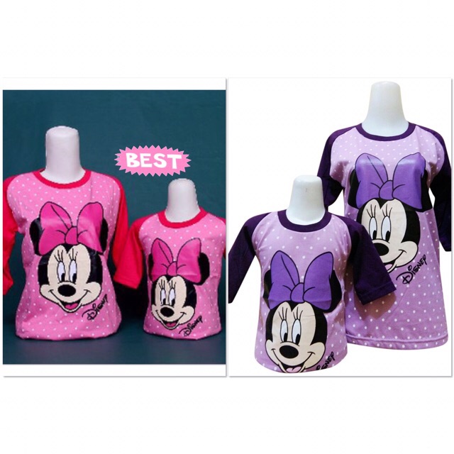 KAOS COUPLE IBU & ANAK "MINNIE" kaos raglan anak & dewasa merk oskosh 👍