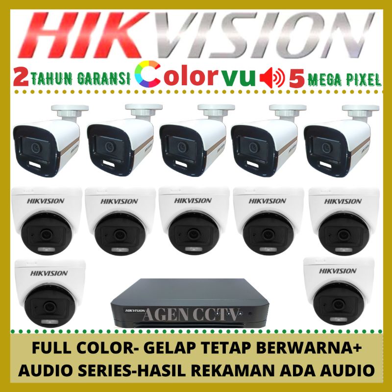 PAKET CCTV COLORVU 5MP 16 CHANNEL 12 KAMERA AUDIO SERIES FULL COLOR