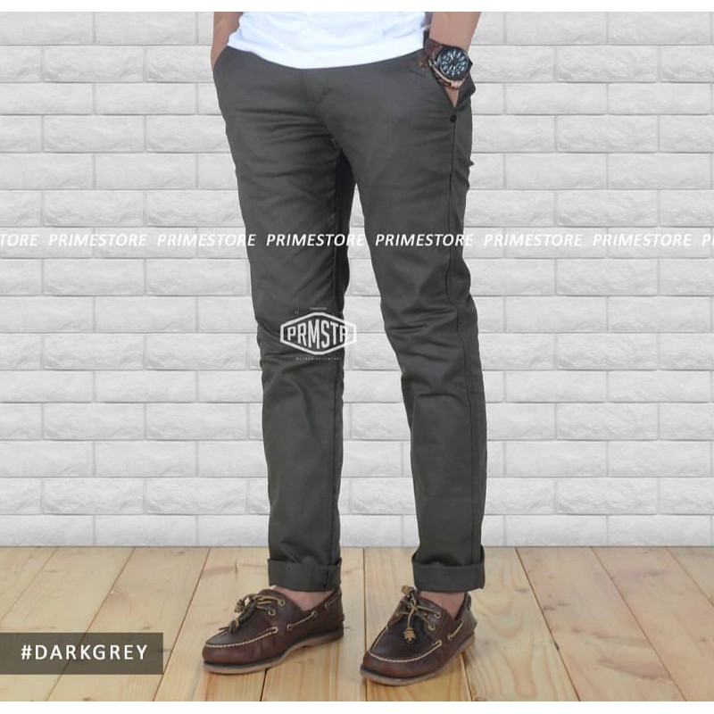 Celana Pria Chino Reguler Premium MALMO IMPRESIF Bigsize 36 - 44 Warna Dark Grey