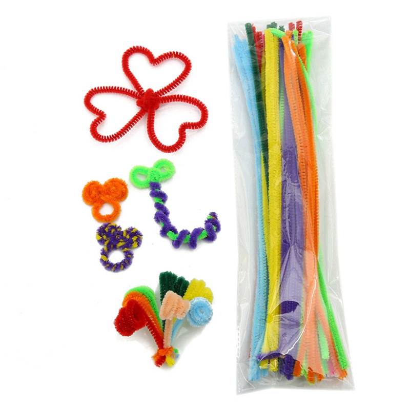 Mary 100biji Chenille Batang Pipe Cleaners Craft Pembersih Pipa Warna Warni Untuk Kerajinan Tangan