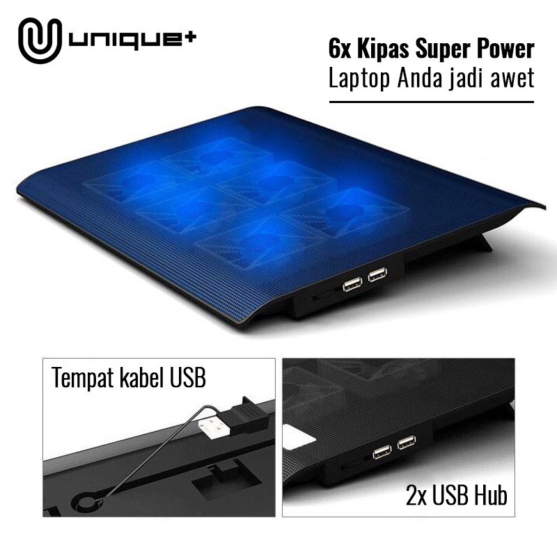 Cooler Laptop Coolingpad 6 Kipas Unitech M6