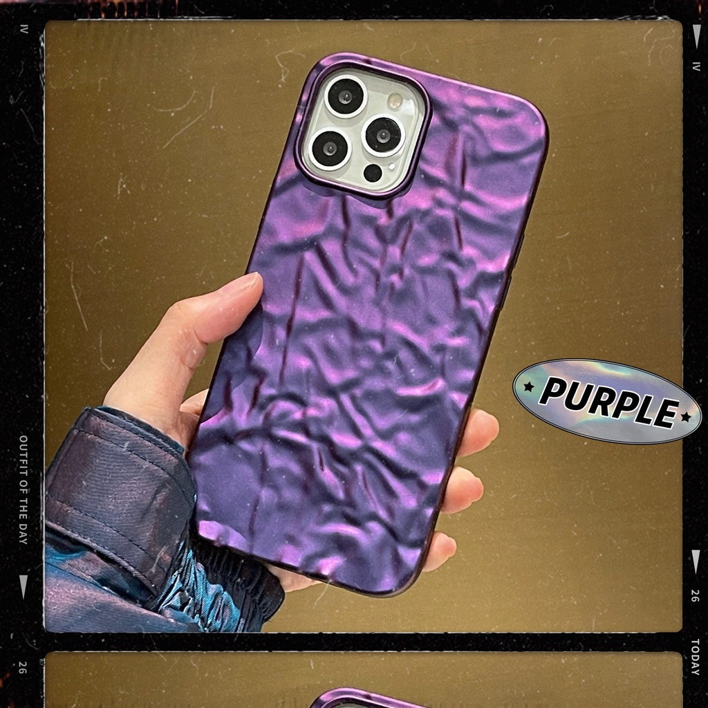 Soft Case Motif Kertas Timah Warna Gradasi Ungu Untuk Iphone 13 12 11 Pro Max 8 + 7 Plus X Xs Max Xr X